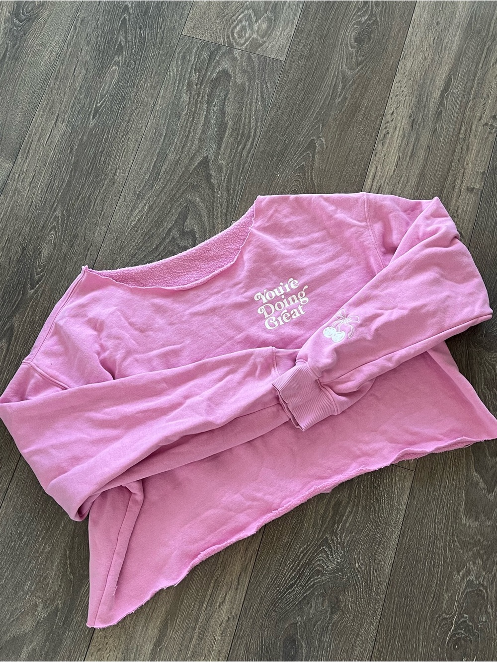 Bo + Tee - Pink Cropped Sweatshirt - "You're Doing Great"
